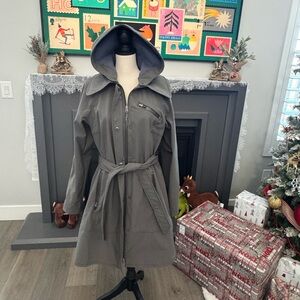 Athleta Women’s Gray Hooded Softshell trench Coat Size Large